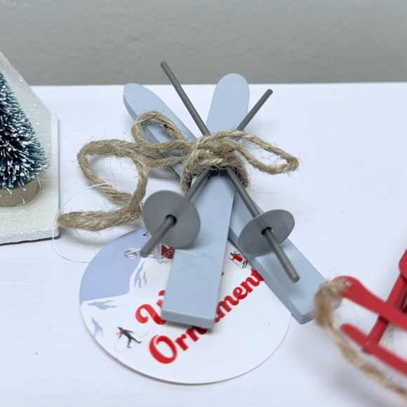 Target Bullseye Playground Winter Ornaments, Sled, Sleigh, Skis, & Cabin, New - Picture 4 of 5